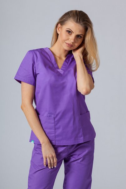 Women’s Sunrise Uniforms Basic Classic scrubs set (Light top, Regular trousers) violet-2