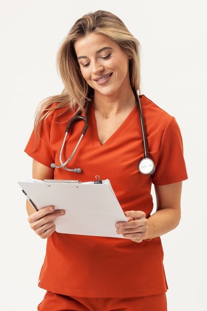 Women's Sunrise Uniforms Premium Aura scrub top rooibos tea-7