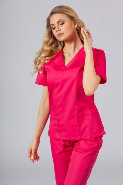 Women’s Sunrise Uniforms Basic Classic scrubs set (Light top, Regular trousers) raspberry-2