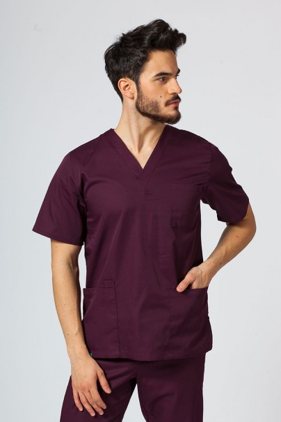 Men’s Sunrise Uniforms Basic Classic scrubs set (Standard top, Regular trousers) burgundy-3