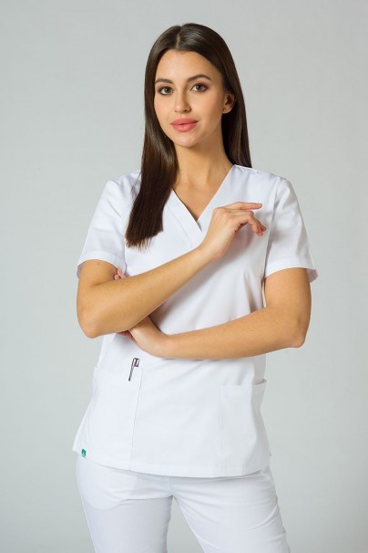 Women's Sunrise Uniforms Basic Jogger scrubs set (Light top, Easy trousers) white-3