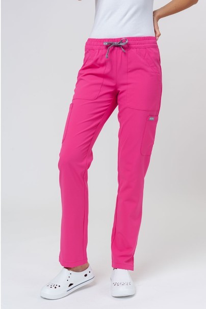 Women's Maevn Momentum scrubs set (Double V-neck top, 6-pocket trousers) hot pink-7