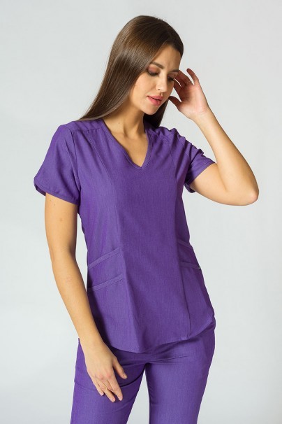 Adar Uniforms Yoga scrubs set (with Modern top – elastic) eggplant-4
