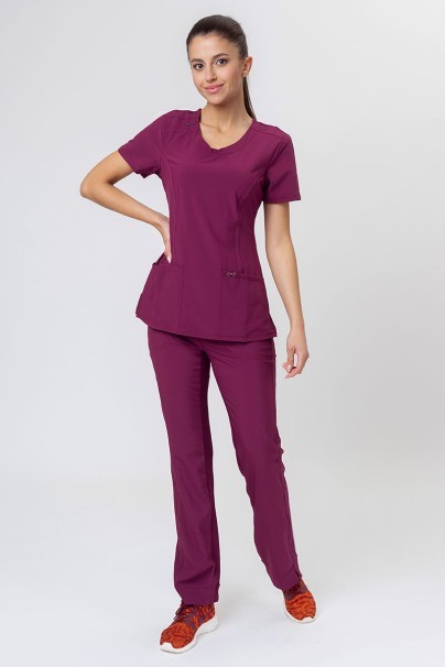 Women's Cherokee Infinity Round Neck scrub top wine-6