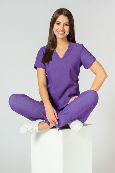 Adar Uniforms Yoga scrubs set (with Modern top – elastic) eggplant-3