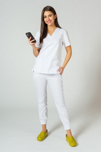 Women's Sunrise Uniforms Basic Jogger scrubs set (Light top, Easy trousers) white-12