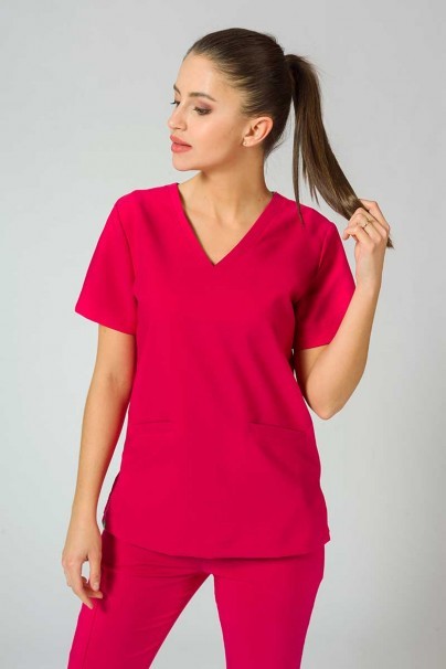 Women’s Sunrise Uniforms Premium Joy scrubs top raspberry-4