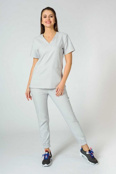 Women’s Sunrise Uniforms Premium Joy scrubs top quiet grey-2