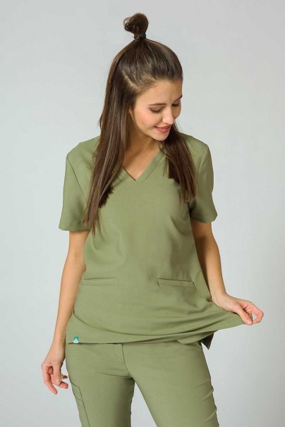 Women’s Sunrise Uniforms Premium Joy scrubs top olive-2