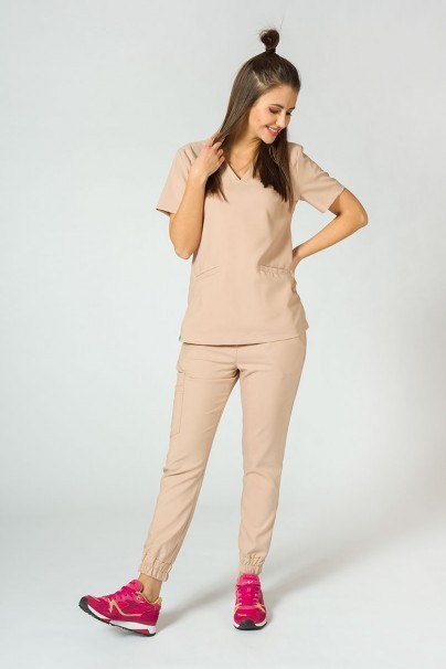 Women’s Sunrise Uniforms Premium Joy scrubs top khaki-2