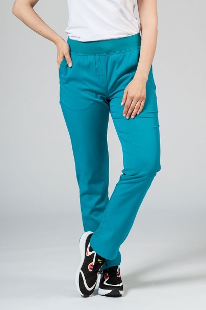 Adar Uniforms Yoga scrubs set (with Modern top – elastic) teal blue-8