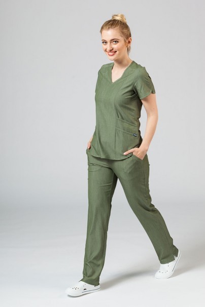 Women’s Adar Uniforms Modern scrub top heather olive-1