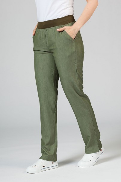 Adar Uniforms Yoga scrubs set (with Modern top – elastic) heather olive-8