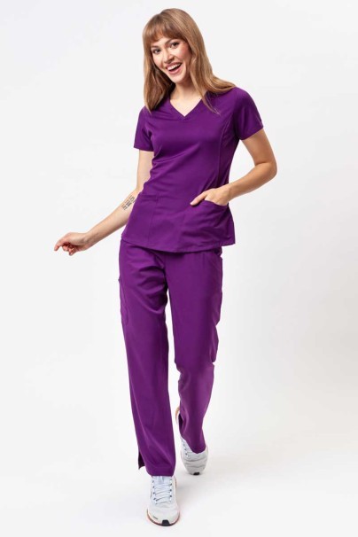 Women's Healing Hands Monica V-neck scrub top eggplant-2