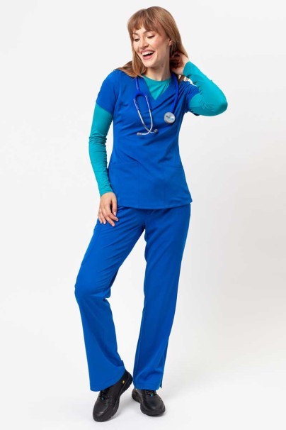 Women's Healing Hands Monica V-neck scrub top royal blue-8