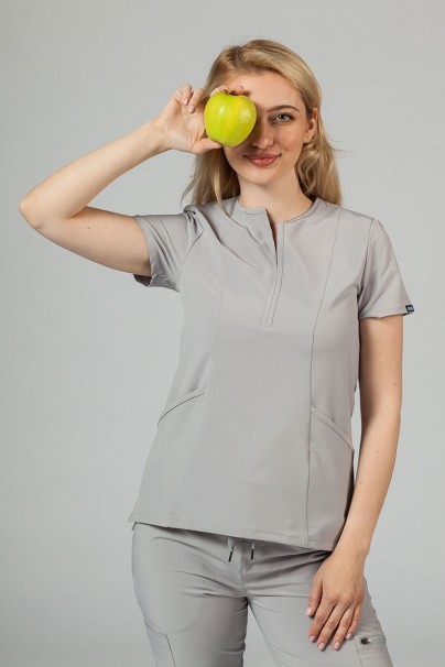 Women’s Adar Uniforms Notched scrub top silver gray-5