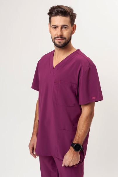 Men's Dickies EDS Essentials (V-neck top, Natural Rise trousers) scrubs set wine-2