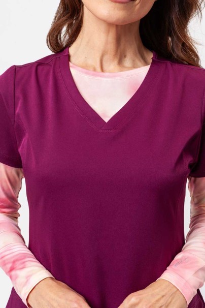 Women's Healing Hands Monica V-neck scrub top wine-3