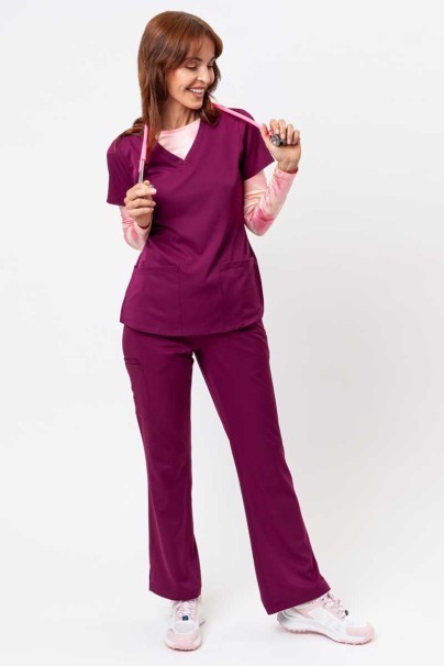 Women's Healing Hands Monica V-neck scrub top wine-2
