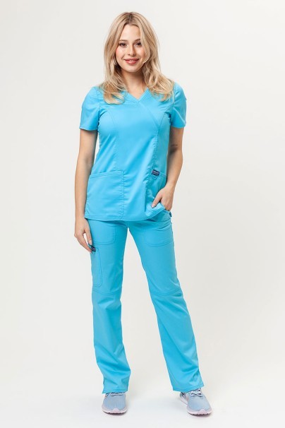 Women’s Cherokee Revolution Mock scrub top turquoise-4