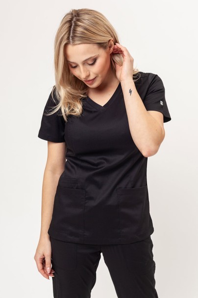 Women's Maevn Matrix scrubs set (Double V-neck top, Yogga trousers) black-2