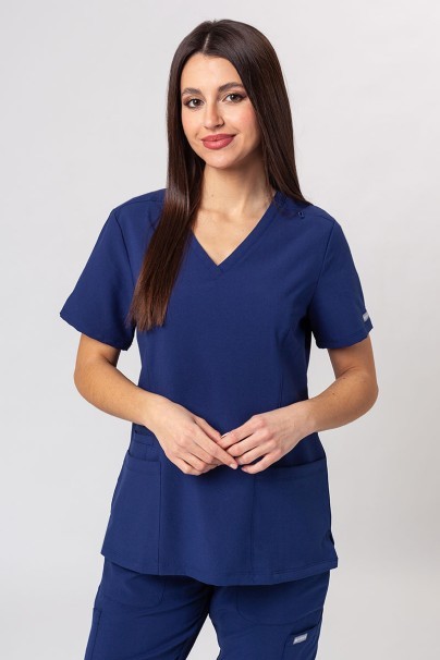 Women's Maevn Momentum scrubs set (Double V-neck top, 6-pocket trousers) navy-2