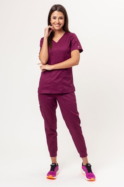 Women’s Maevn Matrix Double V-neck scrub top wine-6