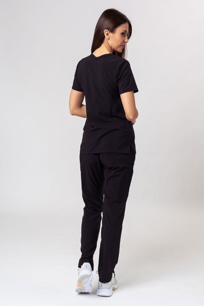 Women's Maevn Momentum scrubs set (Double V-neck top, 6-pocket trousers) black-3