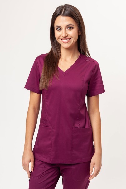 Women's Maevn Matrix scrubs set (Double V-neck top, Yogga trousers) wine-2