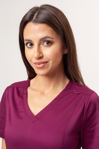 Women’s Maevn Matrix Double V-neck scrub top wine-2