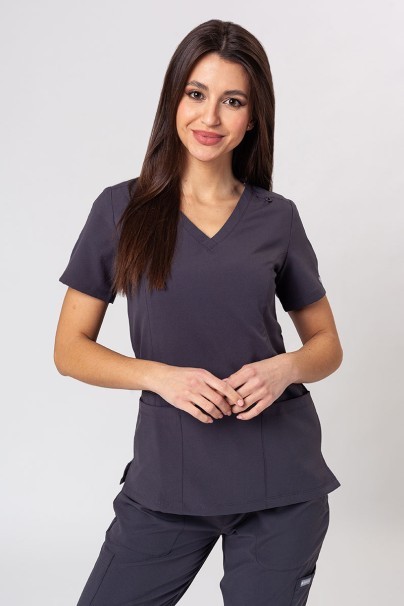 Women's Maevn Momentum scrubs set (Double V-neck top, 6-pocket trousers) pewter-2