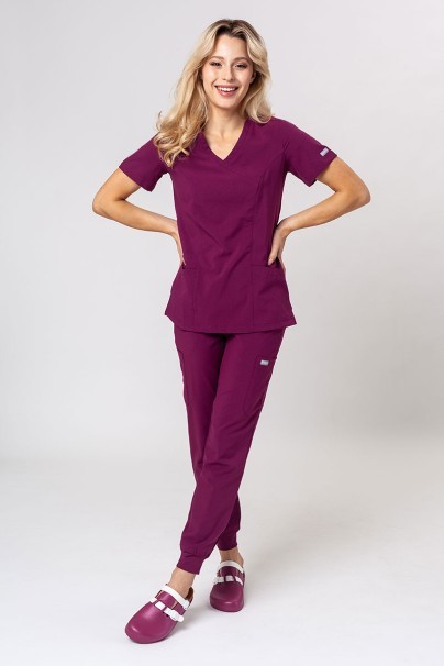 Women’s Maevn Momentum Asymetric scrub top wine-5