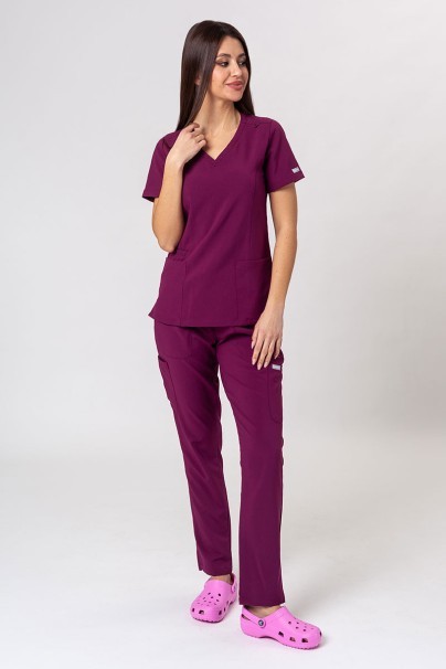 Women’s Maevn Momentum Double V-Neck scrub top wine-2