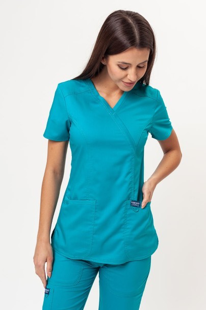 Women's Cherokee Revolution (Mock top, Straight trousers) scrubs set teal blue-2