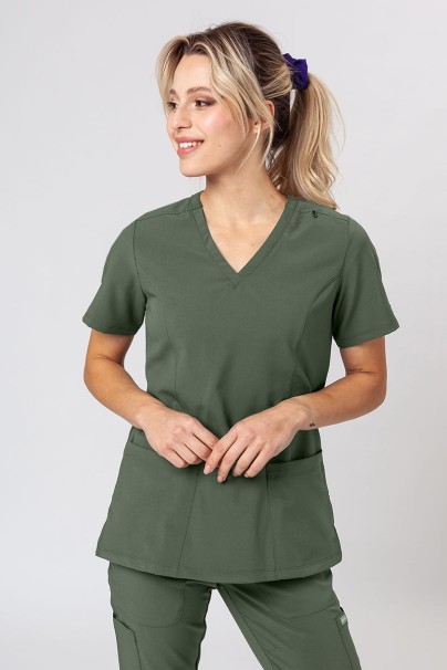 Women's Maevn Momentum scrubs set (Double V-neck top, 6-pocket trousers) olive-2