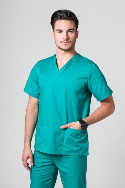 Men’s Sunrise Uniforms Basic Classic scrubs set (Standard top, Regular trousers) hunter green-2