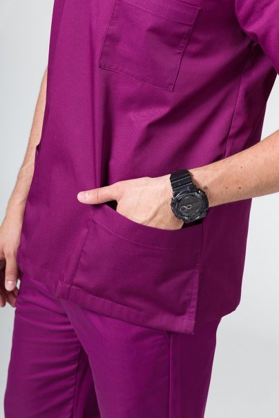 Men’s Sunrise Uniforms Basic Classic scrubs set (Standard top, Regular trousers) wine-8