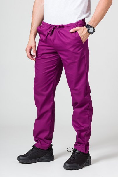 Men’s Sunrise Uniforms Basic Classic scrubs set (Standard top, Regular trousers) wine-5