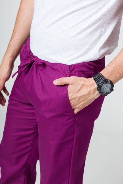 Men’s Sunrise Uniforms Basic Classic scrubs set (Standard top, Regular trousers) wine-6