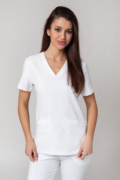 Women's Sunrise Uniforms Premium scrubs set (Joy top, Chill trousers) white-2