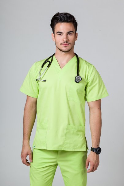 Men’s Sunrise Uniforms Basic Classic scrubs set (Standard top, Regular trousers) lime-2