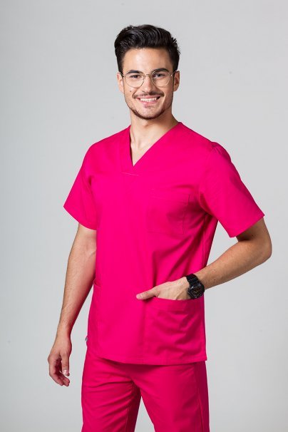 Men’s Sunrise Uniforms Basic Classic scrubs set (Standard top, Regular trousers) raspberry-2