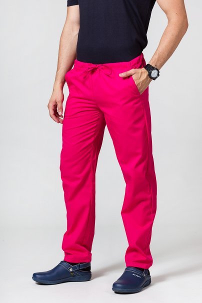 Men’s Sunrise Uniforms Basic Classic scrubs set (Standard top, Regular trousers) raspberry-5