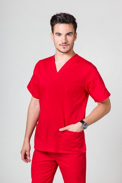 Men’s Sunrise Uniforms Basic Classic scrubs set (Standard top, Regular trousers) red-2