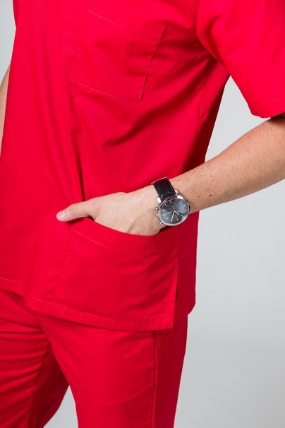 Men’s Sunrise Uniforms Basic Classic scrubs set (Standard top, Regular trousers) red-4