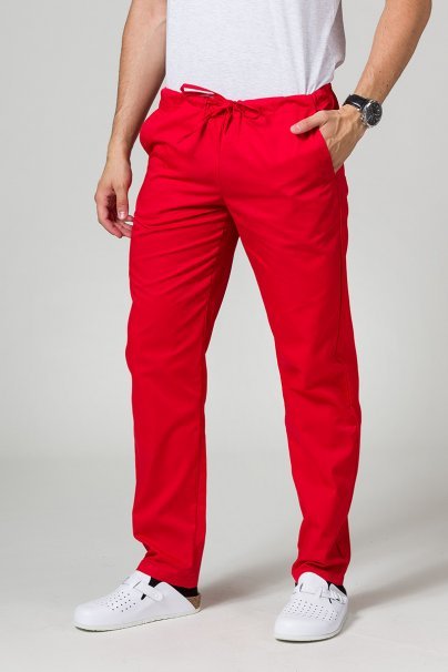 Men’s Sunrise Uniforms Basic Classic scrubs set (Standard top, Regular trousers) red-6