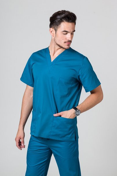 Men’s Sunrise Uniforms Basic Classic scrubs set (Standard top, Regular trousers) caribbean blue-2