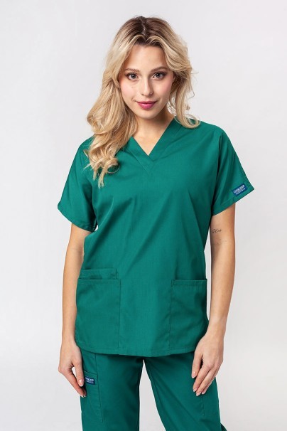 Women's Cherokee Originals scrubs set (V-neck top, N.Rise trousers) hunter green-1