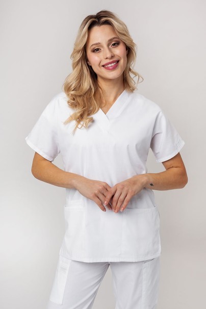 Women's Cherokee Originals scrubs set (V-neck top, N.Rise trousers) white-2