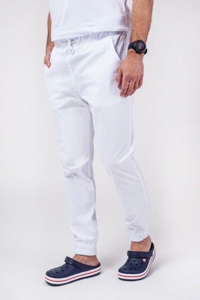 Men's Sunrise Uniforms Active scrubs set (Flex top, Flow trousers) white-7